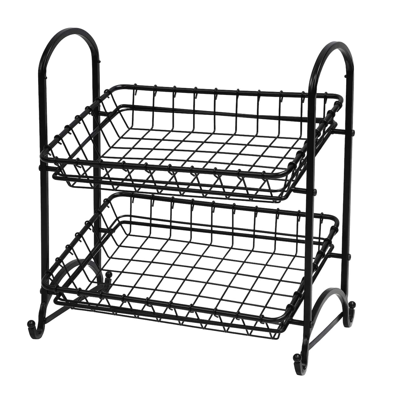 6 Pack: 18.5" Black 2-Tier Metal Removable Basket Organizer